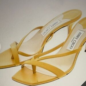 Jimmy Choo Mustard Open-Toe Heels